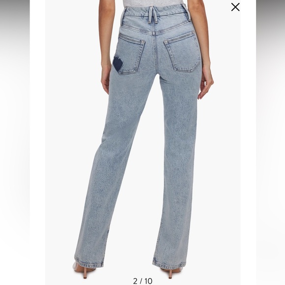 Good American Good Boy Split Hem High Waist Straight Leg Jeans